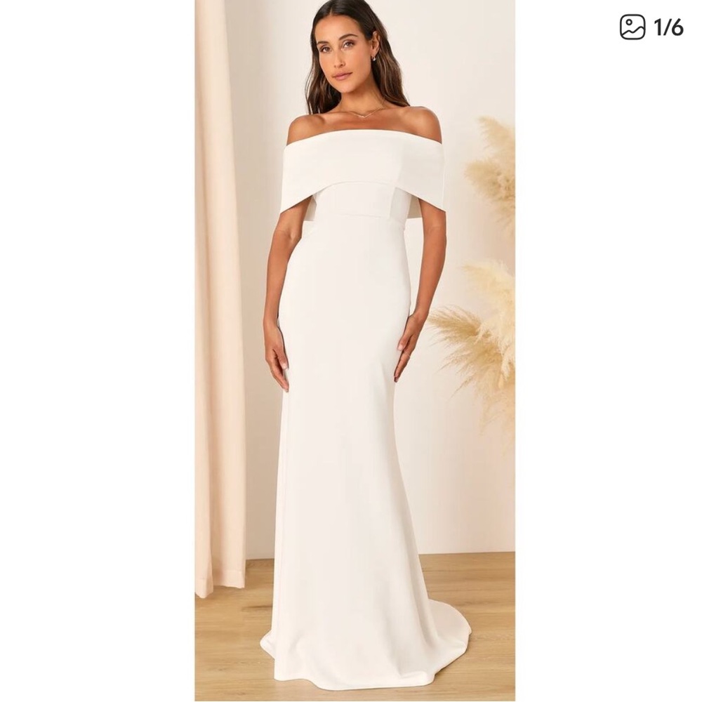 NWT Lulu's Ivory off the shoulder mermaid dress size Small
